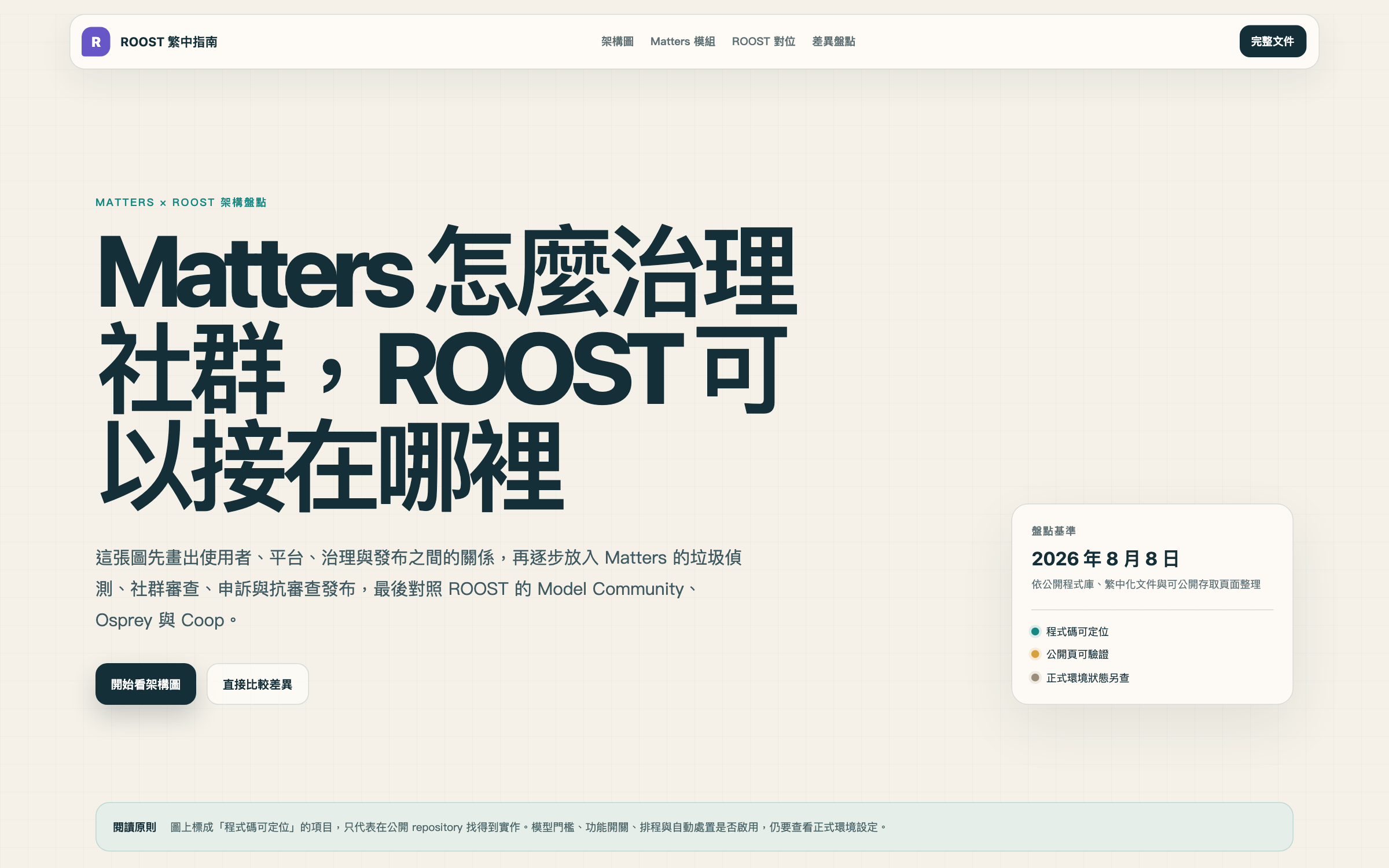 Matters 與 ROOST 架構盤點網頁截圖